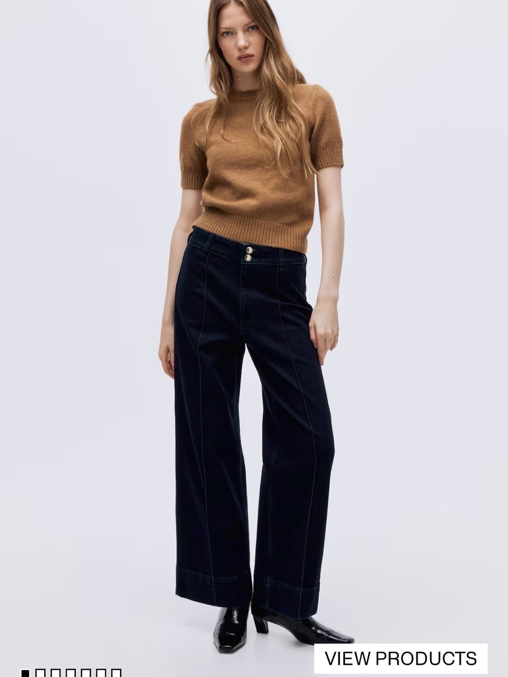 H&M dark wide high ankle jeans